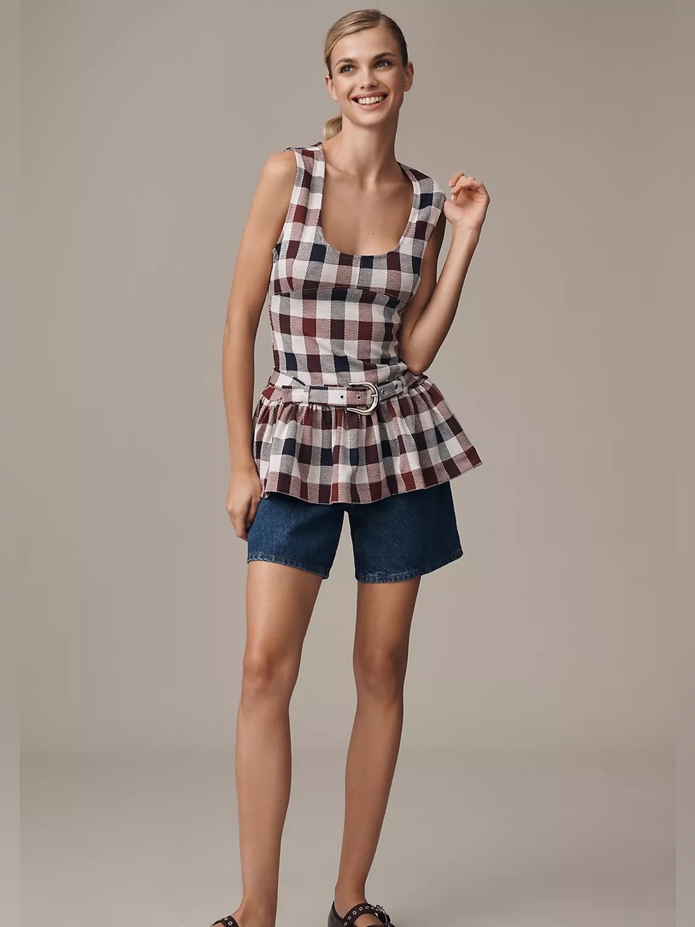Anthropologie Maeve Belted Drop-Waist Peplum Tank size XL NEW